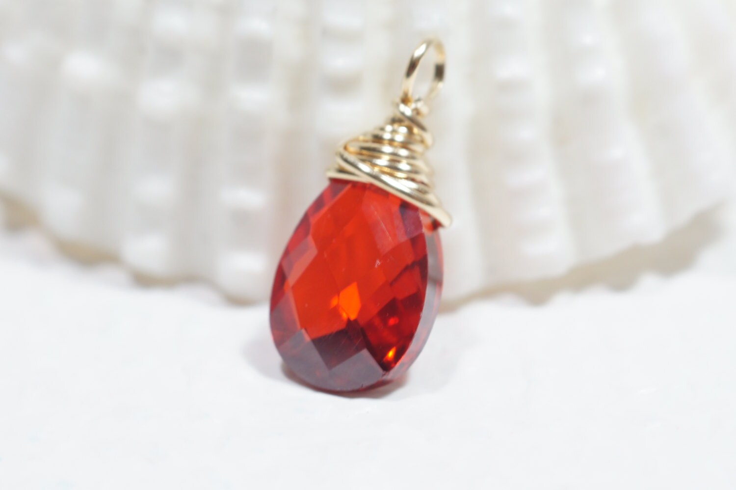 Wire Wrapped Gemstone Drop Pendant Cubic Zirconia Add Dangle
