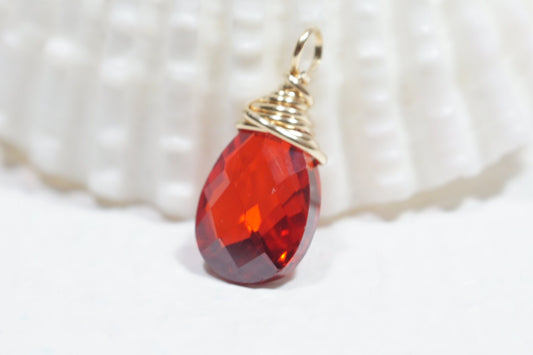 Wire Wrapped Gemstone Drop Pendant Cubic Zirconia Add Dangle