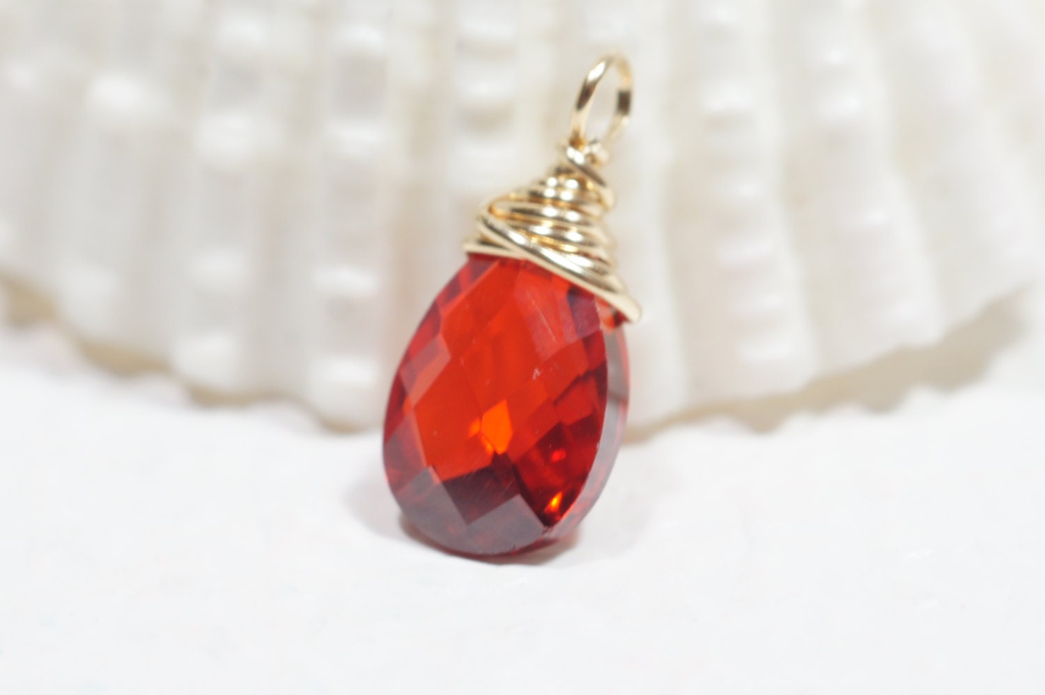 Wire Wrapped Gemstone Drop Pendant Cubic Zirconia Add Dangle