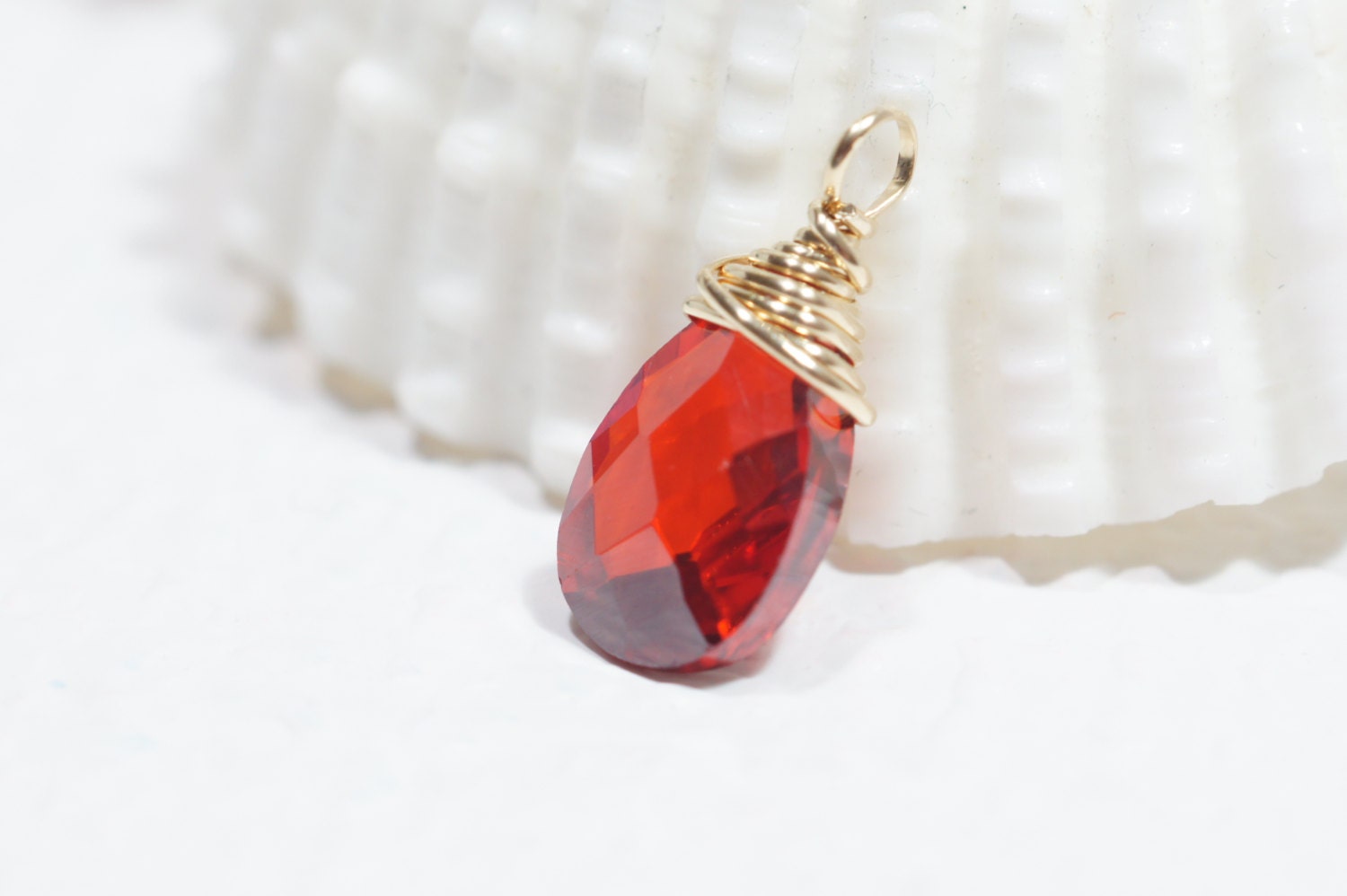 Wire Wrapped Gemstone Drop Pendant Cubic Zirconia Add Dangle