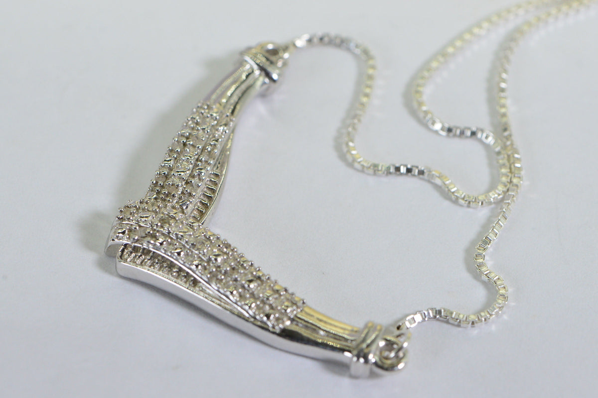 Natural Diamond Necklace V Shape Bar Sterling Silver Choker Gift for Wife