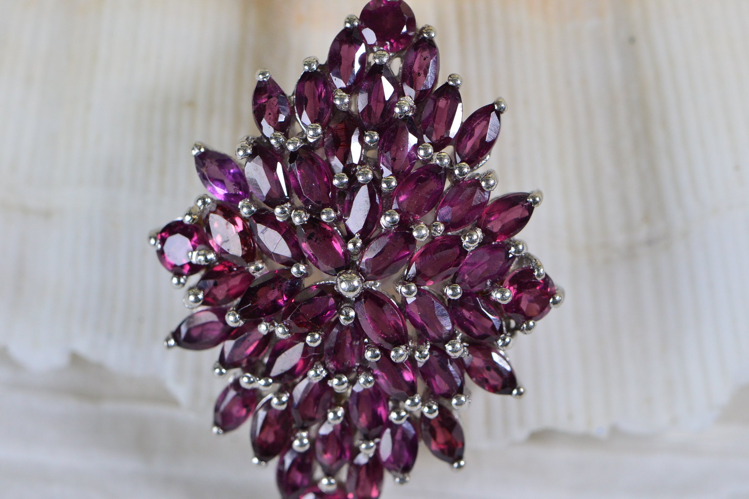Purple Garnet Cluster Pendant: Sterling Silver Rhombus Birthstone Necklace