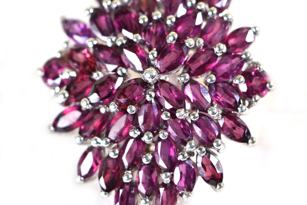 Purple Garnet Cluster Pendant: Sterling Silver Rhombus Birthstone Necklace