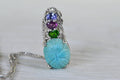 Sleeping Beauty Turquoise Carved Flower Pendant: Sterling Silver Multi Stone Necklace