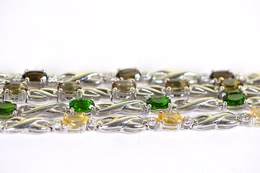 Zultanite Turkizite Sterling Silver Bracelet: Gemstone Infinity Style