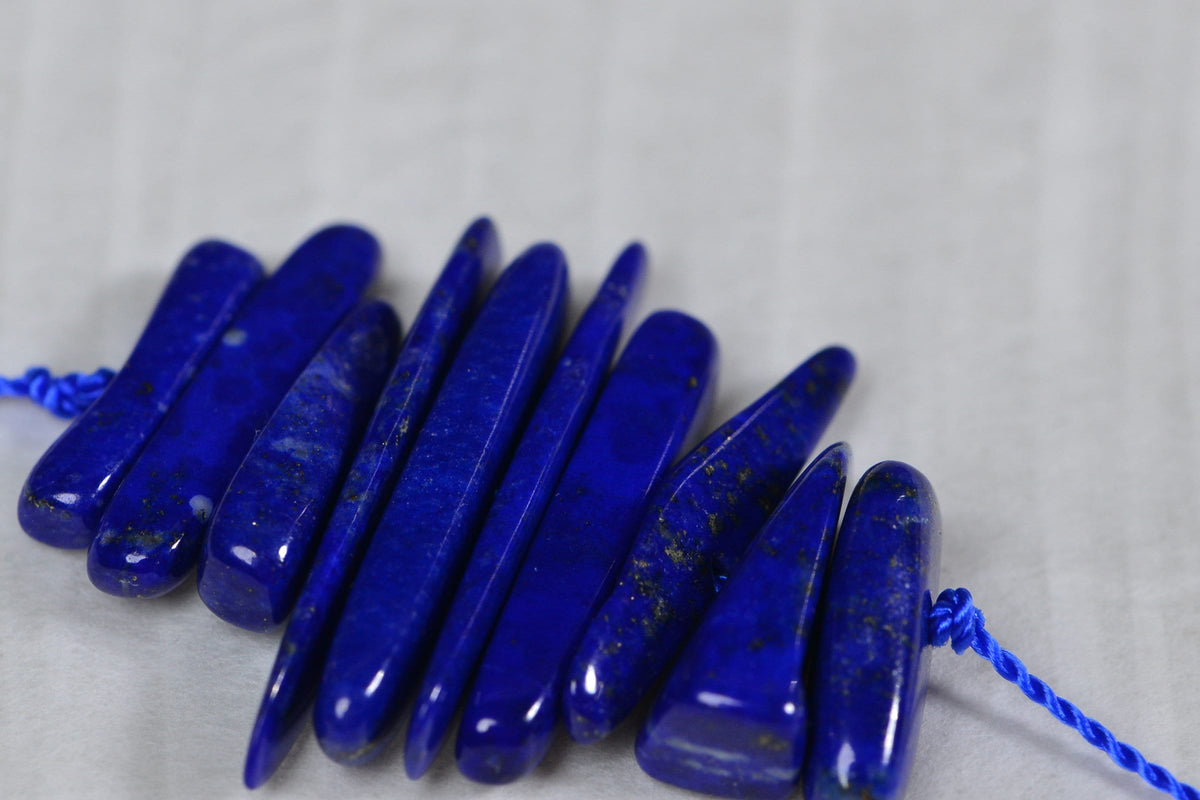 Lapis Lazuli Stick Beads: Deep Blue Gemstone Pendants