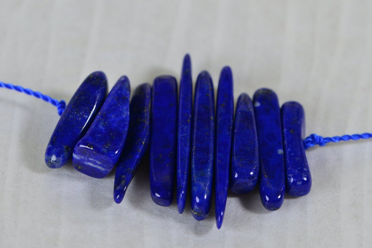 Lapis Lazuli Stick Beads: Deep Blue Gemstone Pendants