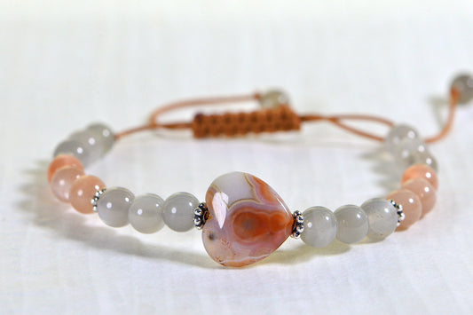 Heart Ocean Jasper & Moonstone Bracelet - Sterling Silver Accents