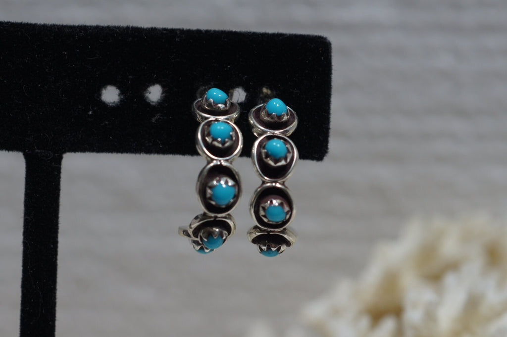 Sleeping Beauty Turquoise Earrings 21x5.3mm Natural Gemstone Jewelry Sterling Silver Earrings