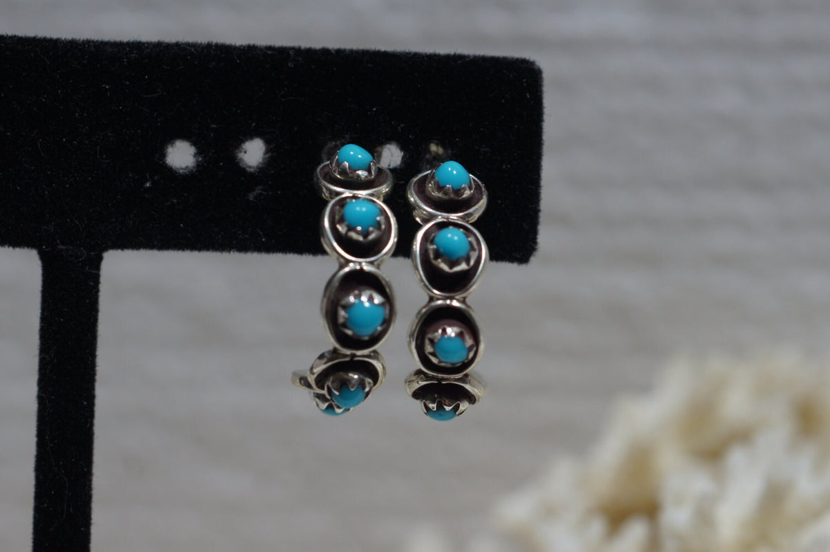 Sleeping Beauty Turquoise Earrings 21x5.3mm Natural Gemstone Jewelry Sterling Silver Earrings