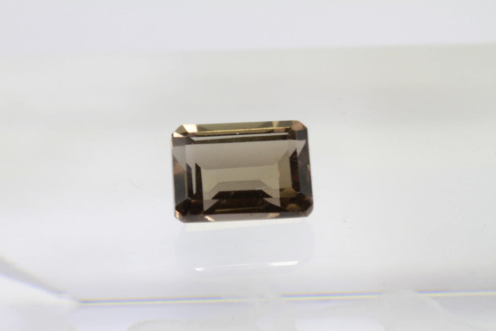 7x5mm Faceted Smoky Quartz Gemstone: 1.25ct Rectangle Emerald Cut Crystal