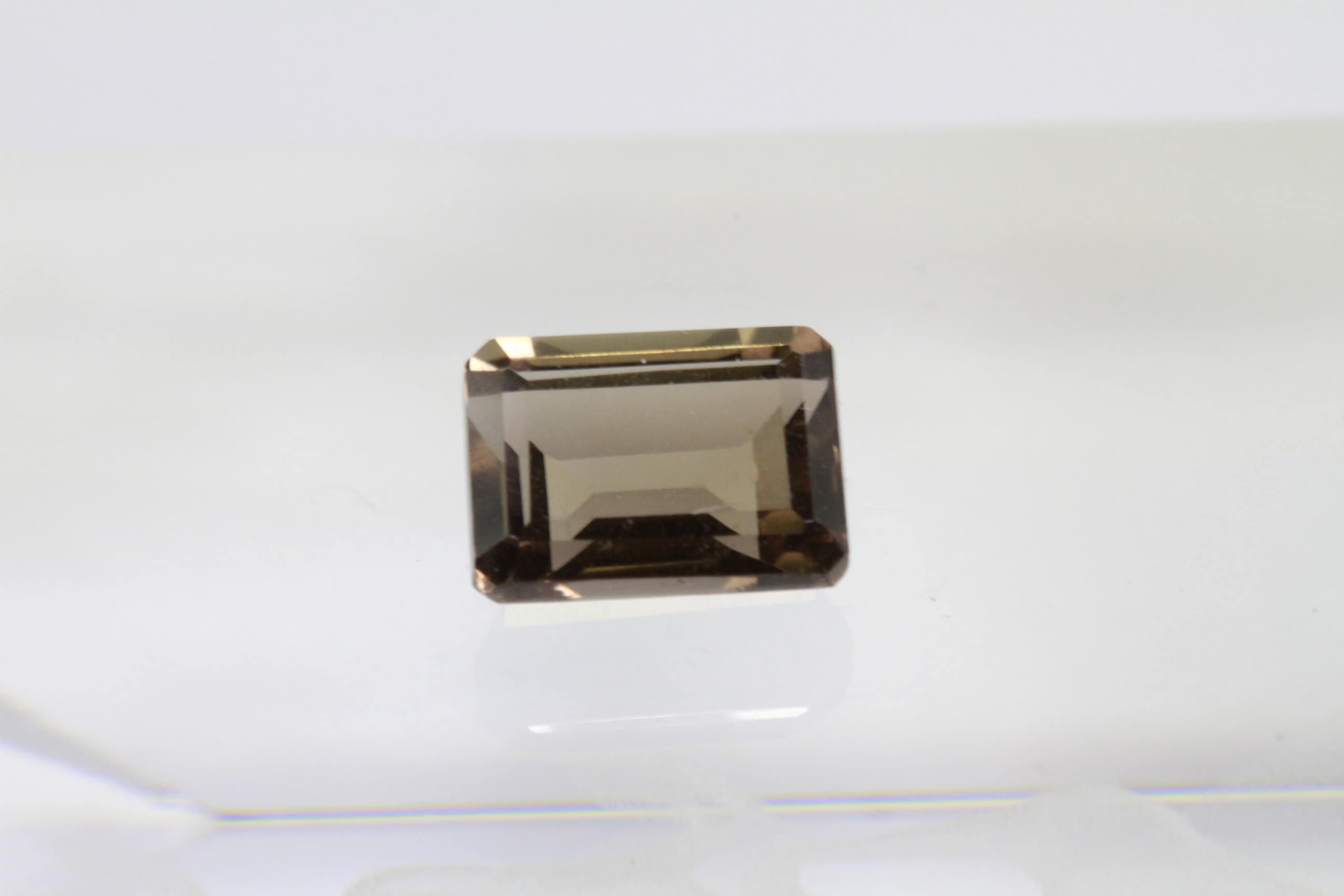 7x5mm Faceted Smoky Quartz Gemstone: 1.25ct Rectangle Emerald Cut Crystal