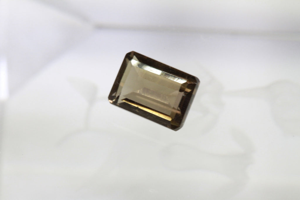 7x5mm Faceted Smoky Quartz Gemstone: 1.25ct Rectangle Emerald Cut Crystal