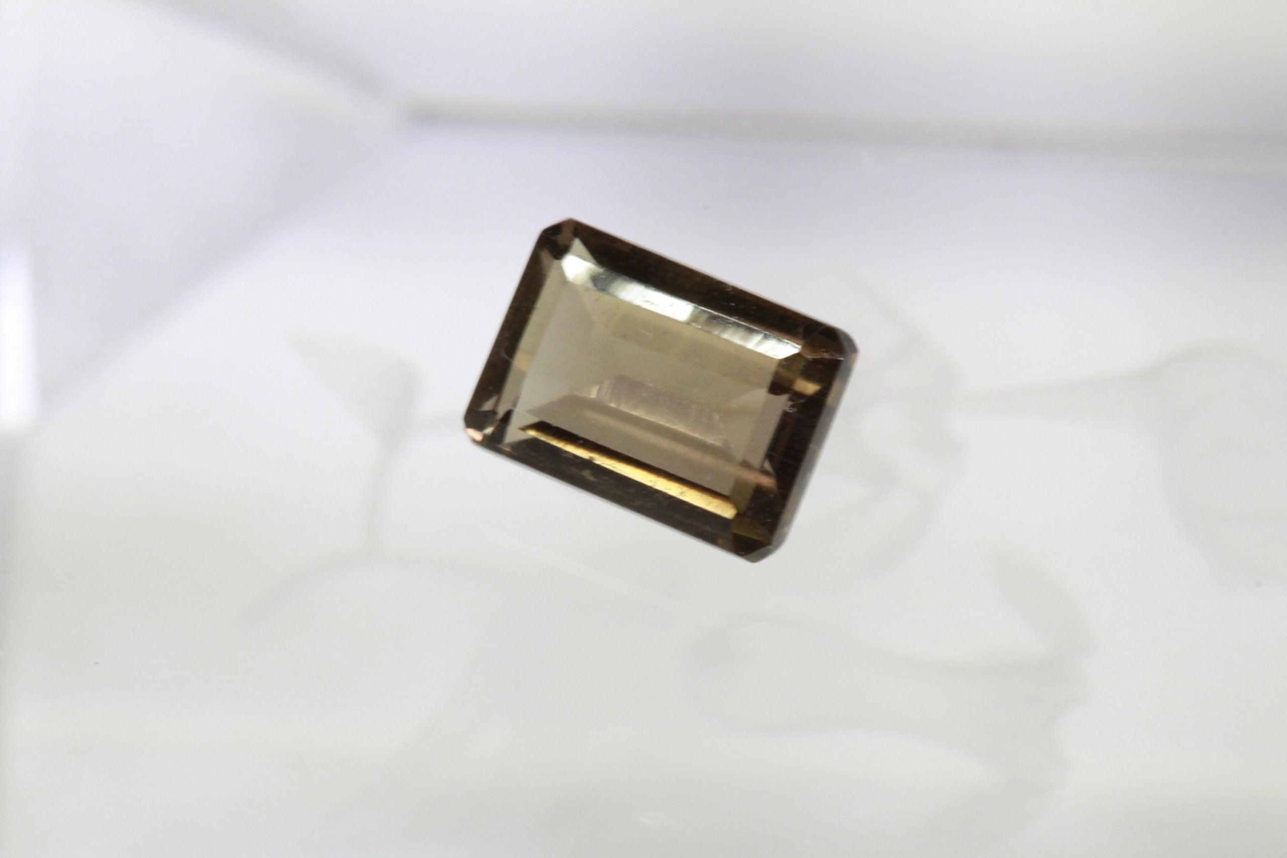 7x5mm Faceted Smoky Quartz Gemstone: 1.25ct Rectangle Emerald Cut Crystal