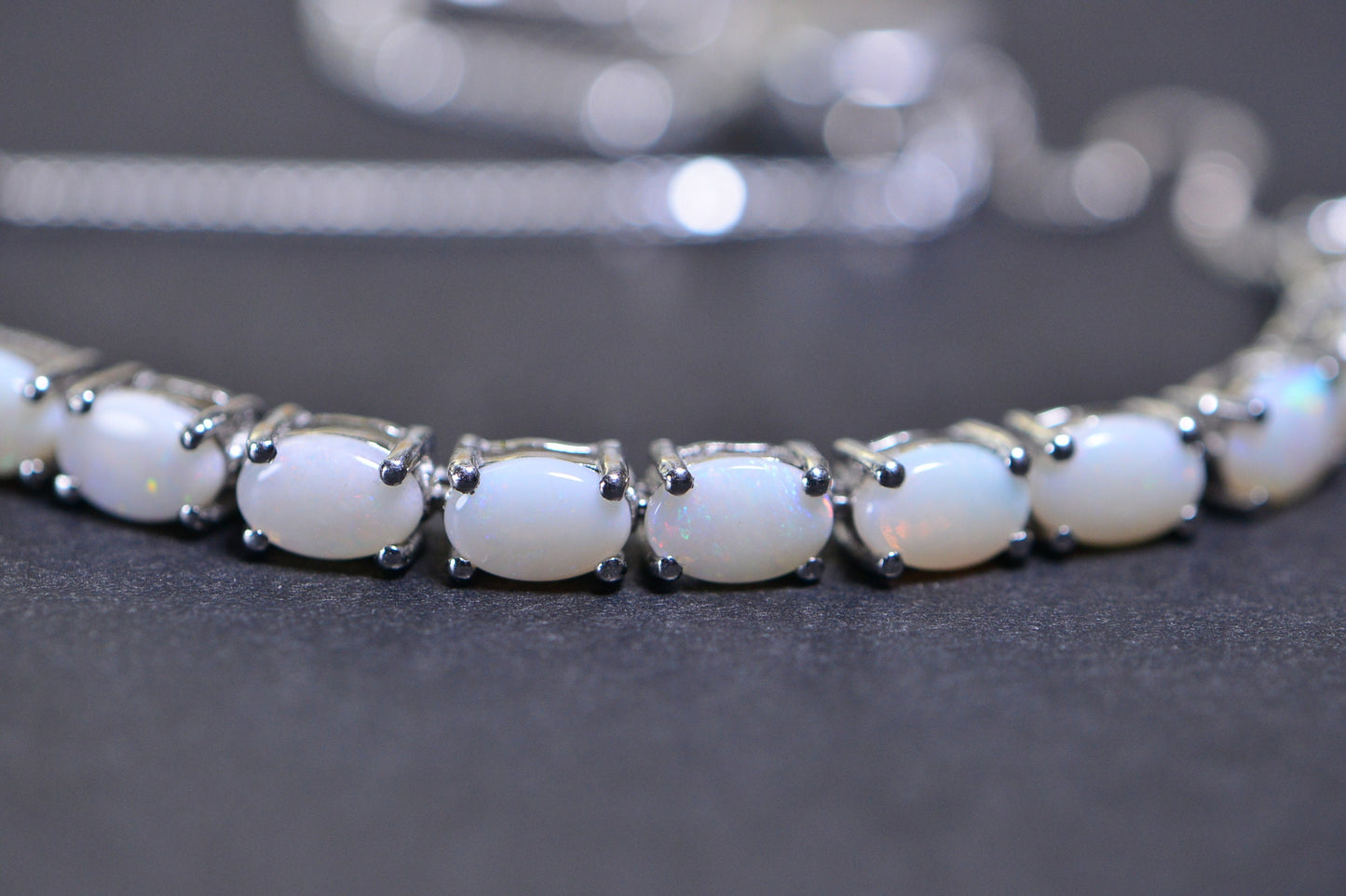 White Australian Opal Bracelet: Sterling Silver Bolo Adjustable Chain