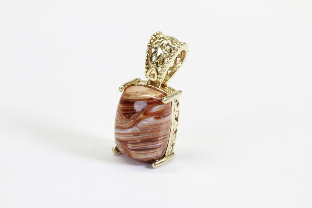Handmade Banded Agate Pendant: Sterling Silver Vermeil Gemstone