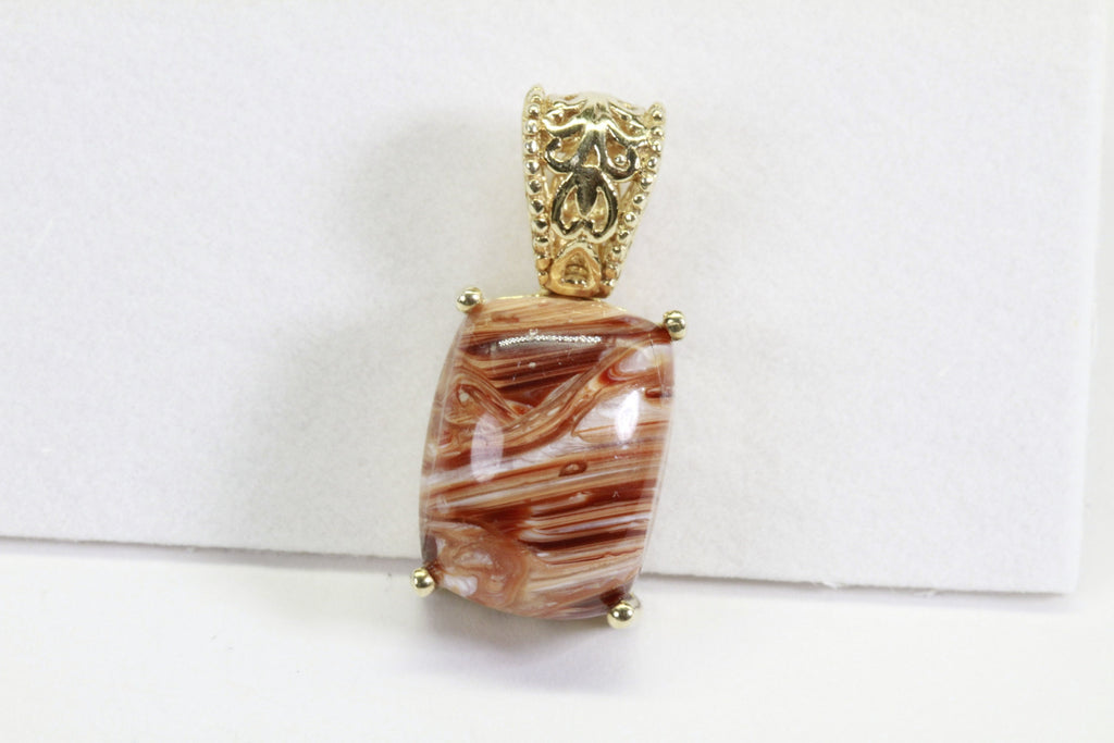Handmade Banded Agate Pendant: Sterling Silver Vermeil Gemstone