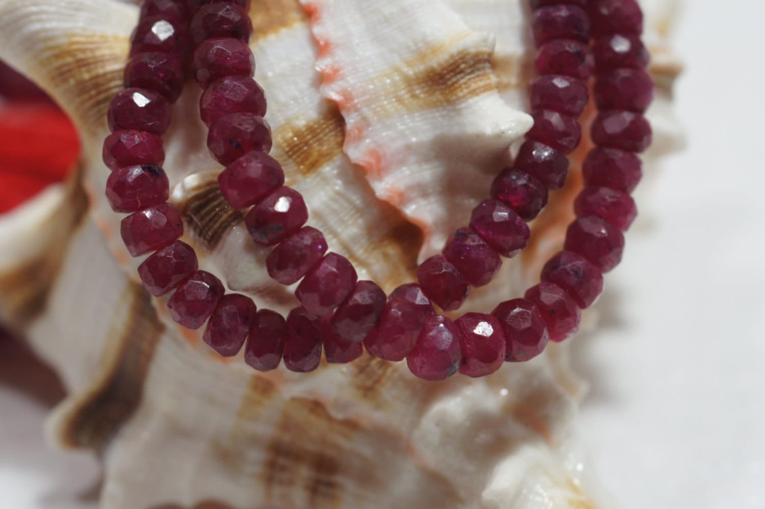 Faceted Ruby Rondelle Beads: 4.2x2.5mm Gemstone Beads