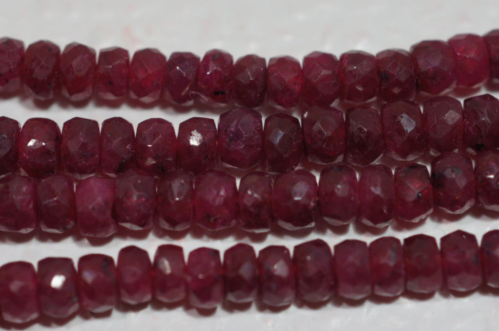 Faceted Ruby Rondelle Beads: 4" Strand (4.2x2.5mm)