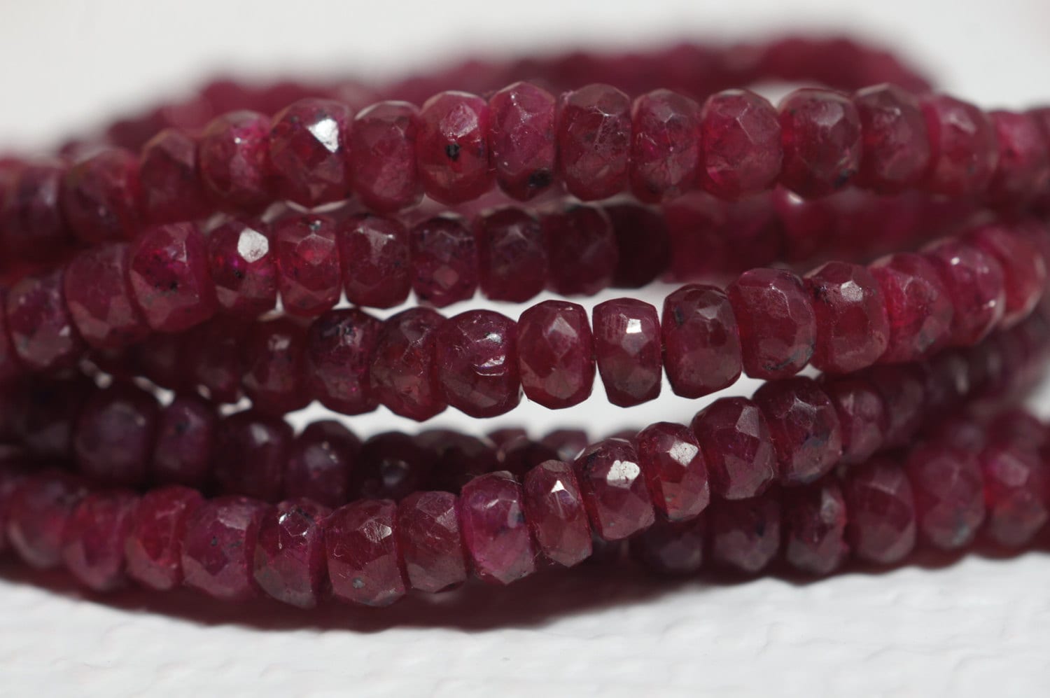 Faceted Ruby Rondelle Beads: 4.2x2.5mm Gemstone Beads