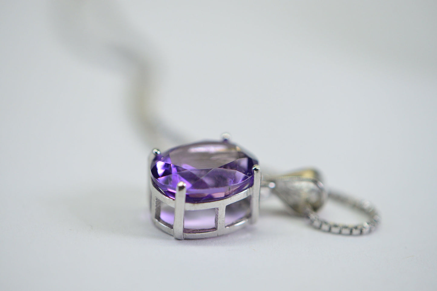 Oval Amethyst Pendant Necklace: Sterling Silver February Birthstone
