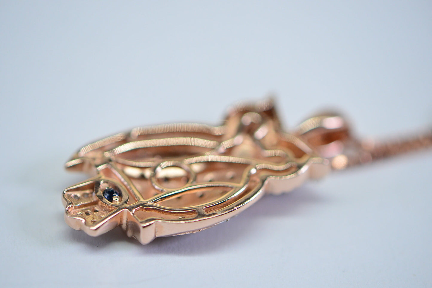 Diamond Owl Pendant: Vintage Sterling Silver Necklace, Rose Gold Electroplated