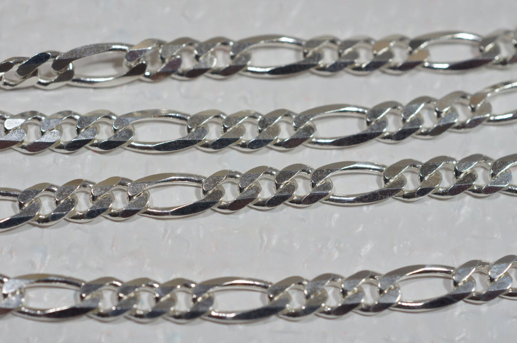 Sterling Silver Figaro Chain: Italian Necklace, 18 inch