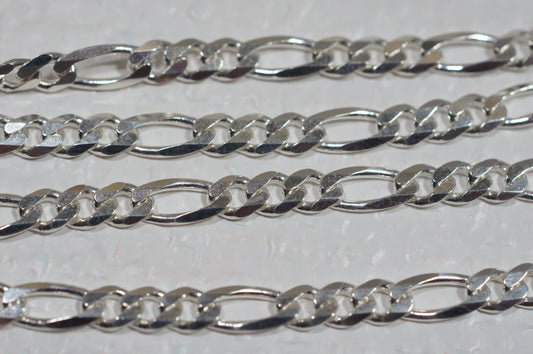 Sterling Silver Figaro Chain: Italian Necklace, 18 inch