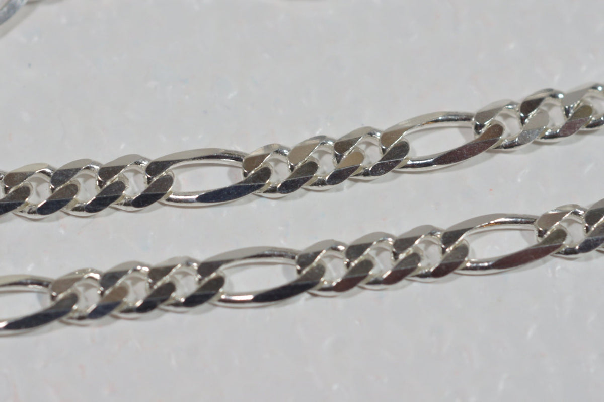 Sterling Silver Figaro Chain: Italian Necklace, 18 inch