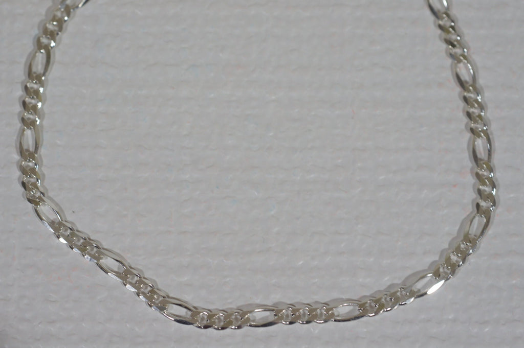 Sterling Silver Figaro Chain: Italian Necklace, 18 inch