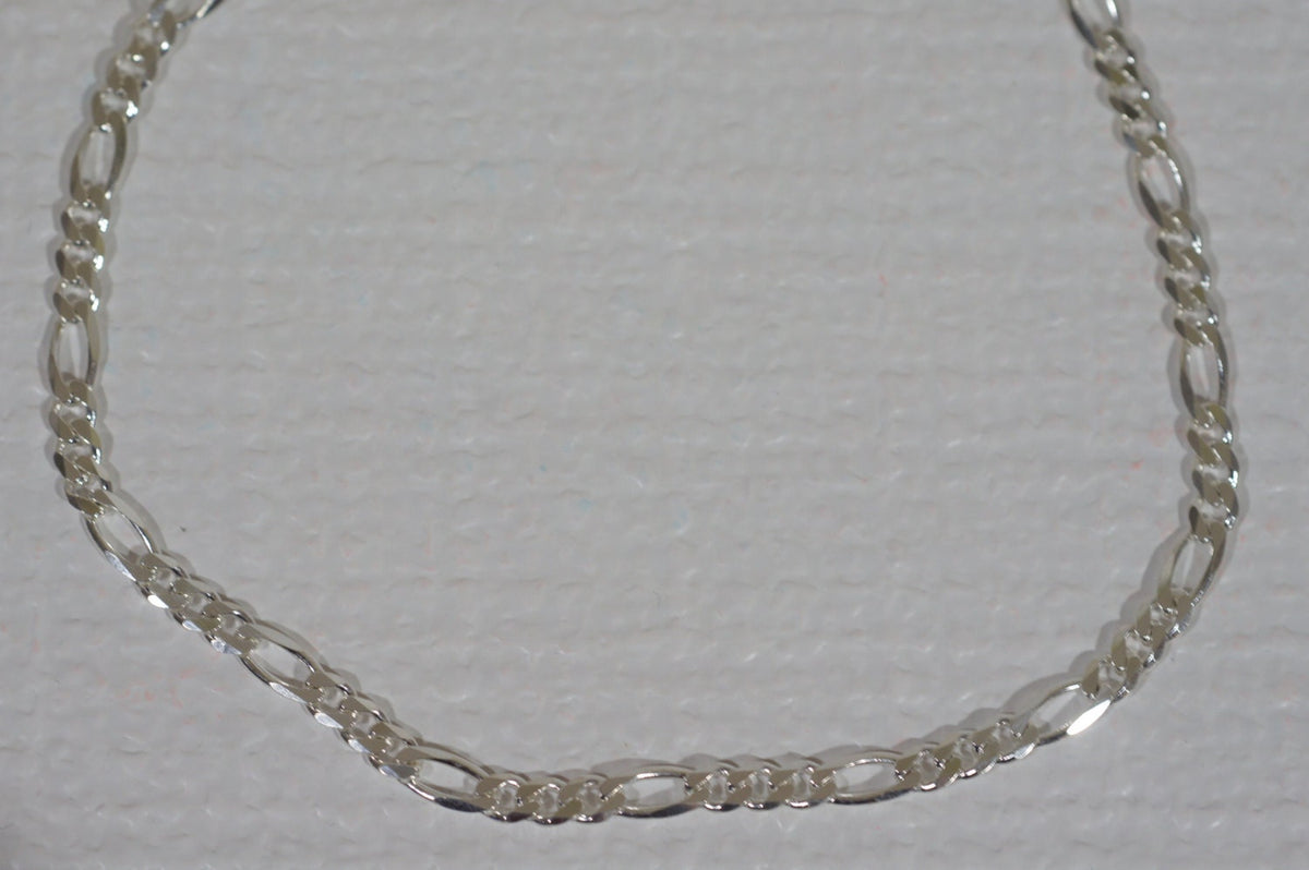 Sterling Silver Figaro Chain: Italian Necklace, 18 inch
