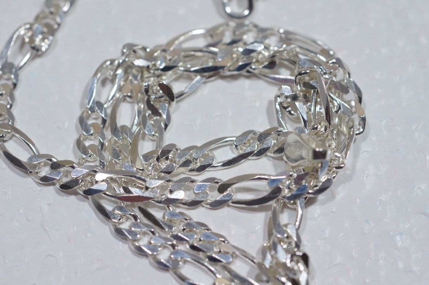 Sterling Silver Figaro Chain: Italian Necklace, 18 inch
