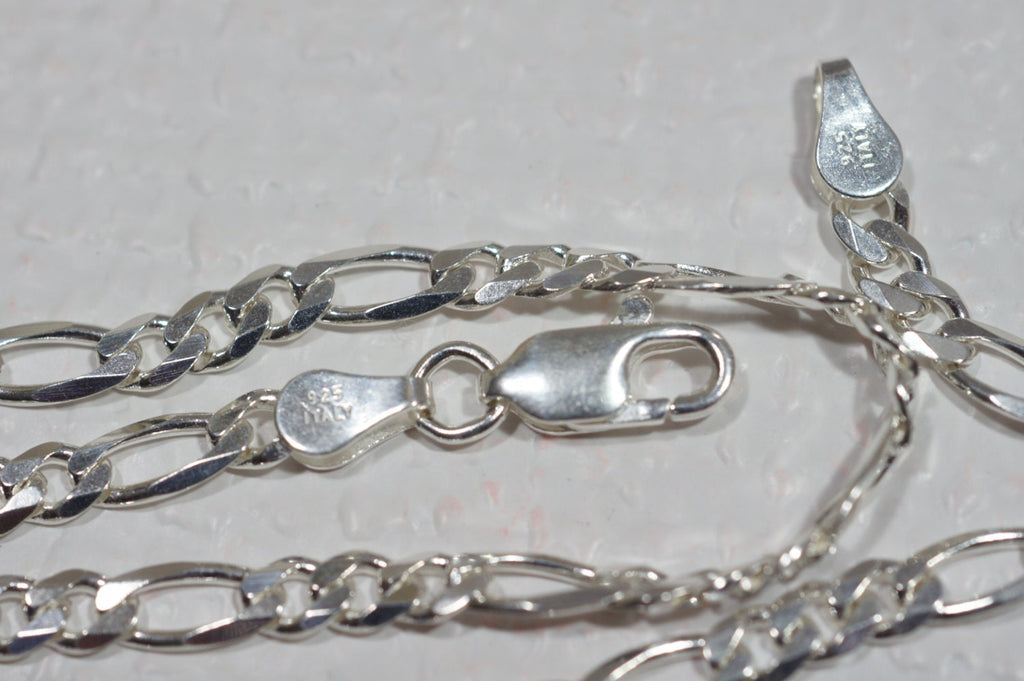 Sterling Silver Figaro Chain: Italian Necklace, 18 inch