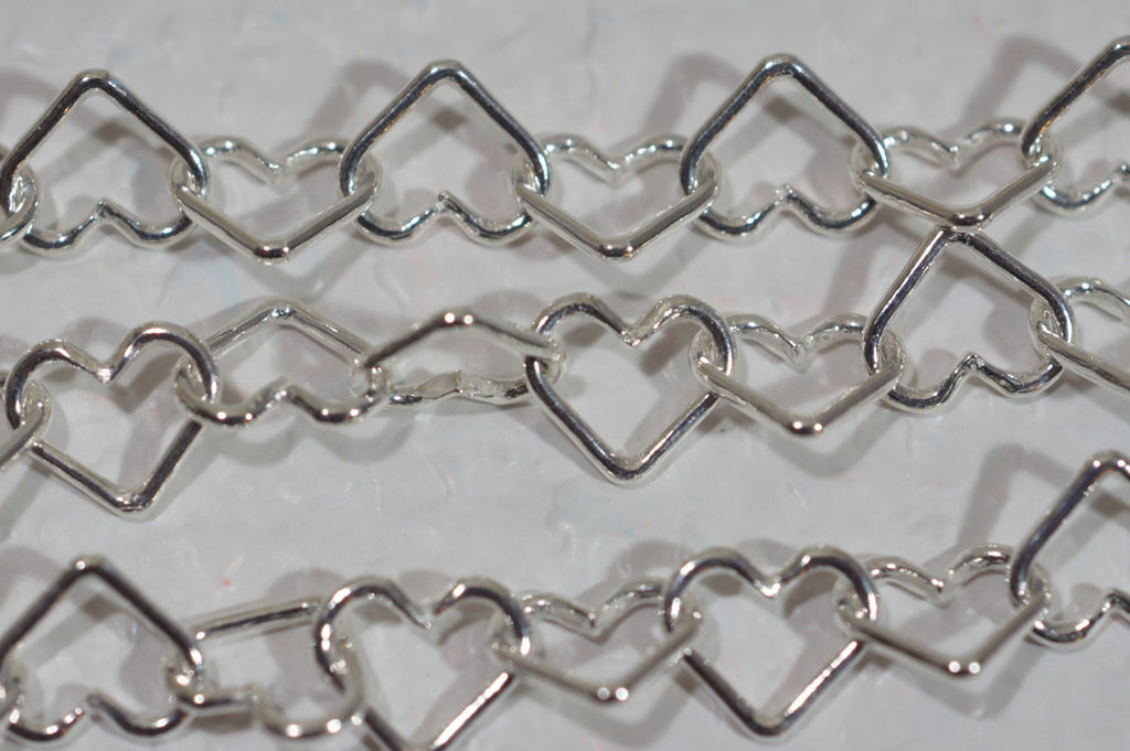 Sterling Silver Heart Link Chain: Italian Necklace Supplies