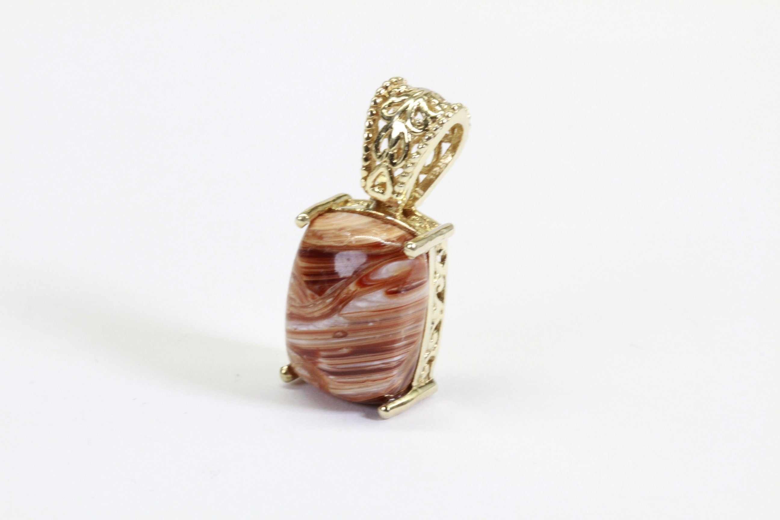 Handmade Banded Agate Pendant: Sterling Silver Vermeil Gemstone