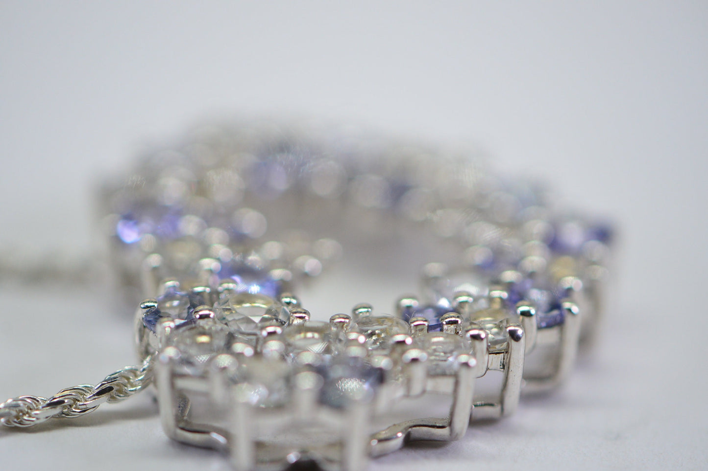 Sterling Silver Tanzanite & White Topaz Heart Pendant - 20" Chain