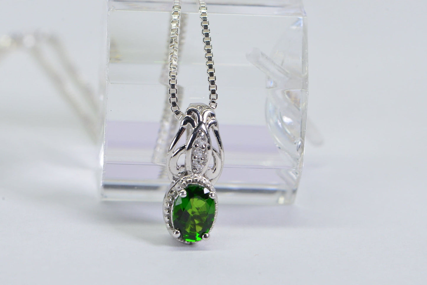 Moldavite Teardrop Pendant Sterling silver Oval Design Gemstone Olive Green Multi stone Small Pendant