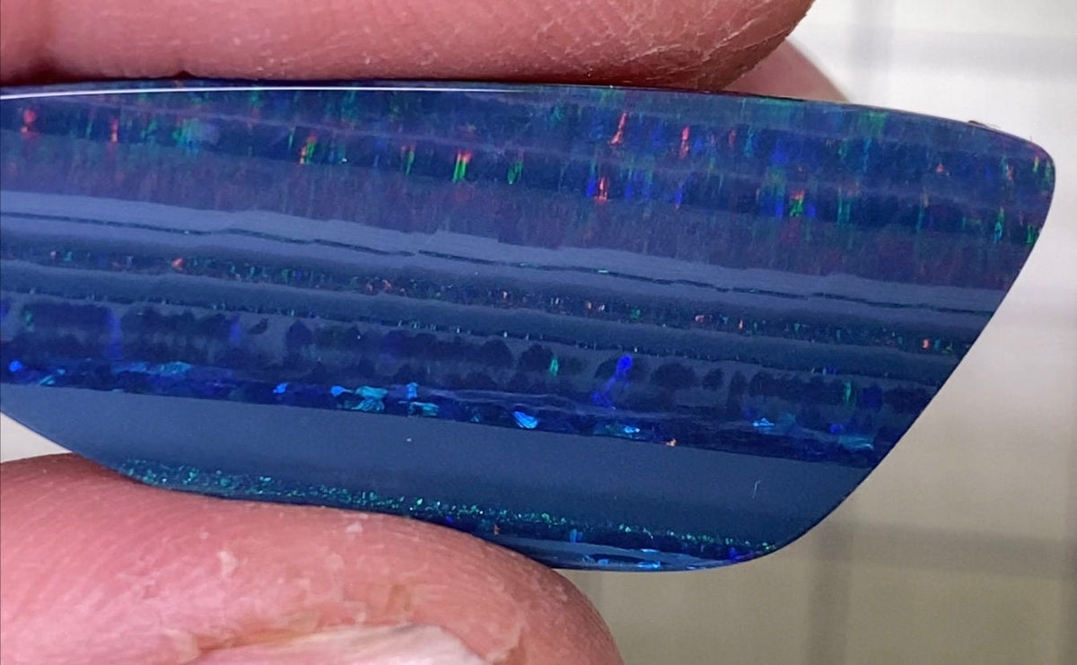 Australian Black Opal Doublet: Freeform Rainbow Gemstone Cabochon