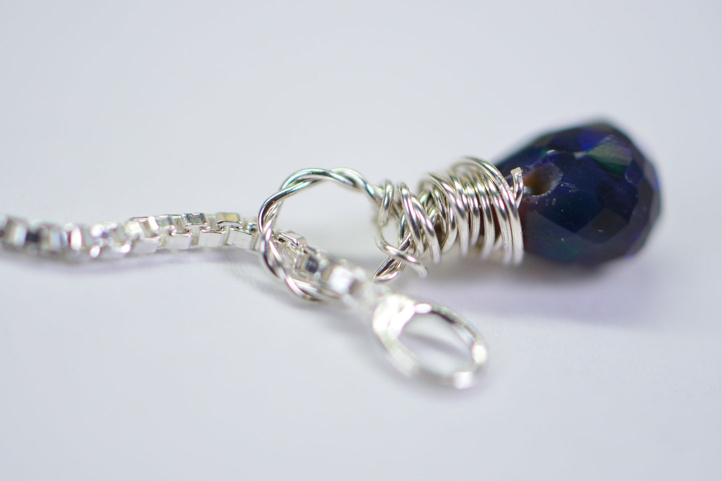 Tiny Ethiopian Opal Sterling Silver Charm Pendant - October Birthstone