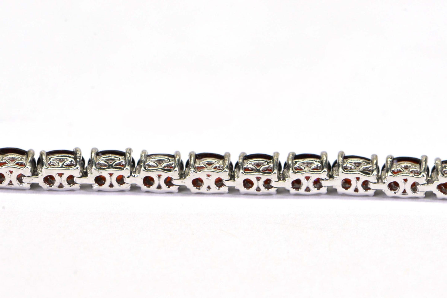 Red Garnet Tennis Bracelet: Sterling Silver Rhodium, January Birthstone