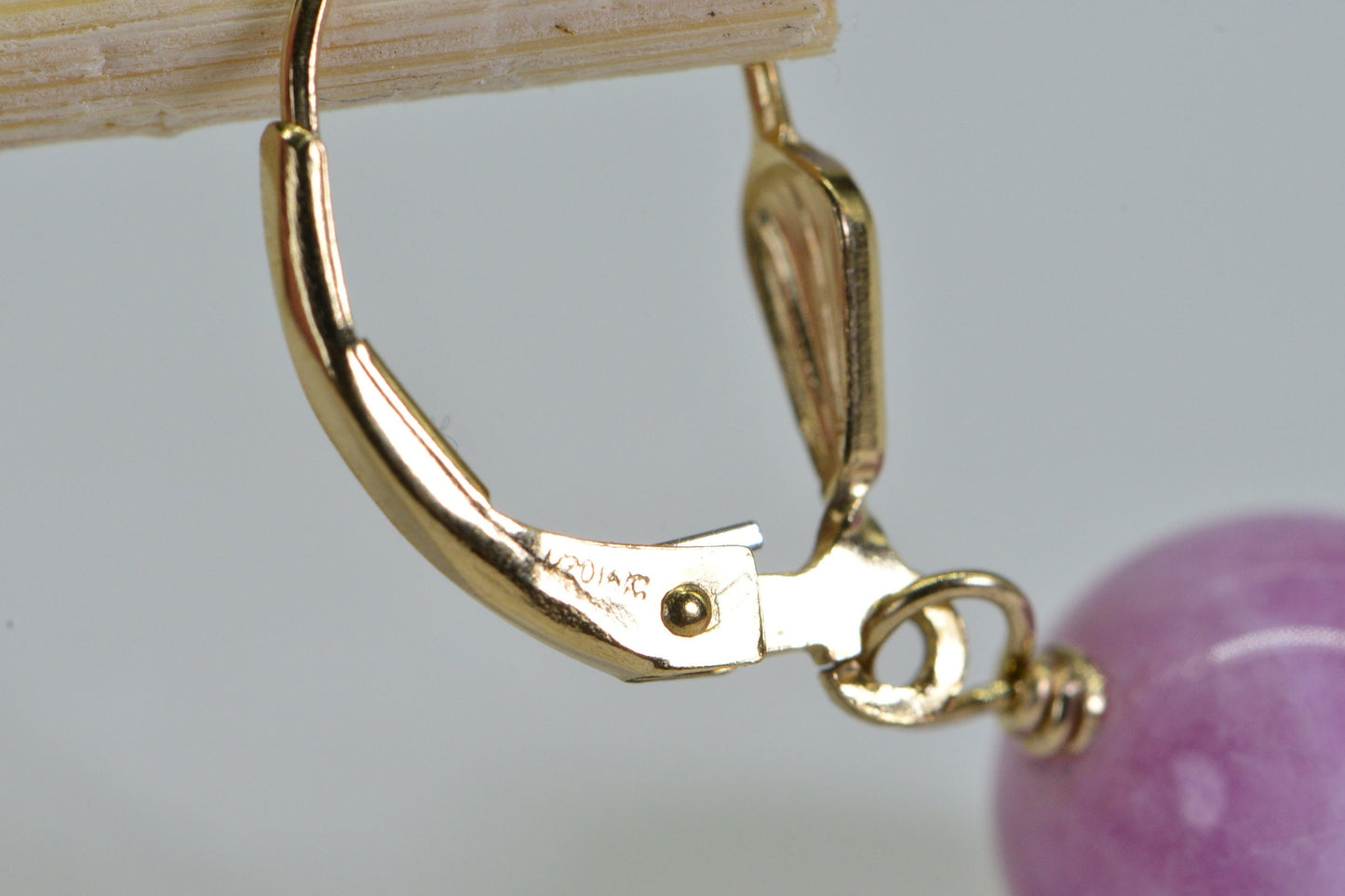 Kunzite Jade Earrings: 14K Gold Filled Wire Wrapped Gemstone Dangles