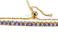 Natural Tanzanite Tennis Bracelet: 14K Yellow Gold Sterling Silver Bolo Bracelet