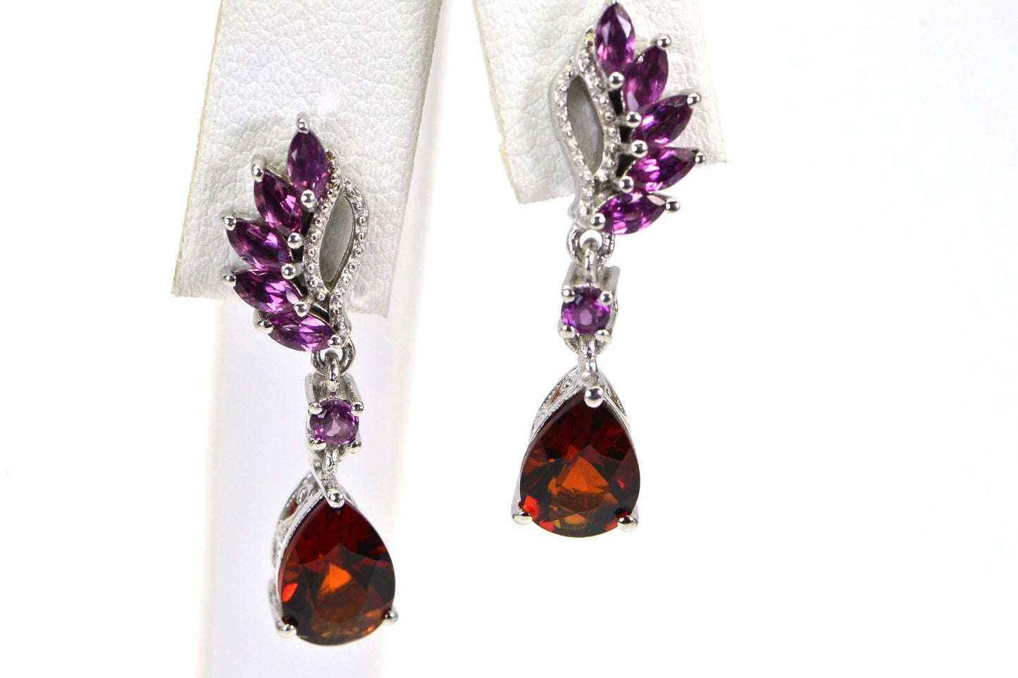 Garnet & Rhodolite Teardrop Dangle Earrings, Sterling Silver