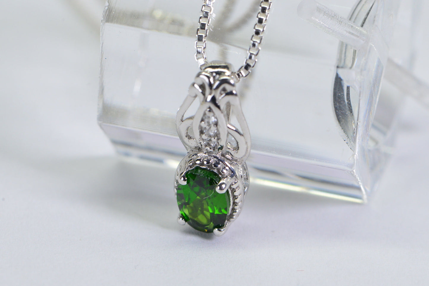 Moldavite Teardrop Pendant Sterling silver Oval Design Gemstone Olive Green Multi stone Small Pendant