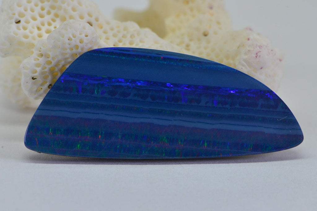Australian Black Opal Doublet: Freeform Rainbow Gemstone Cabochon