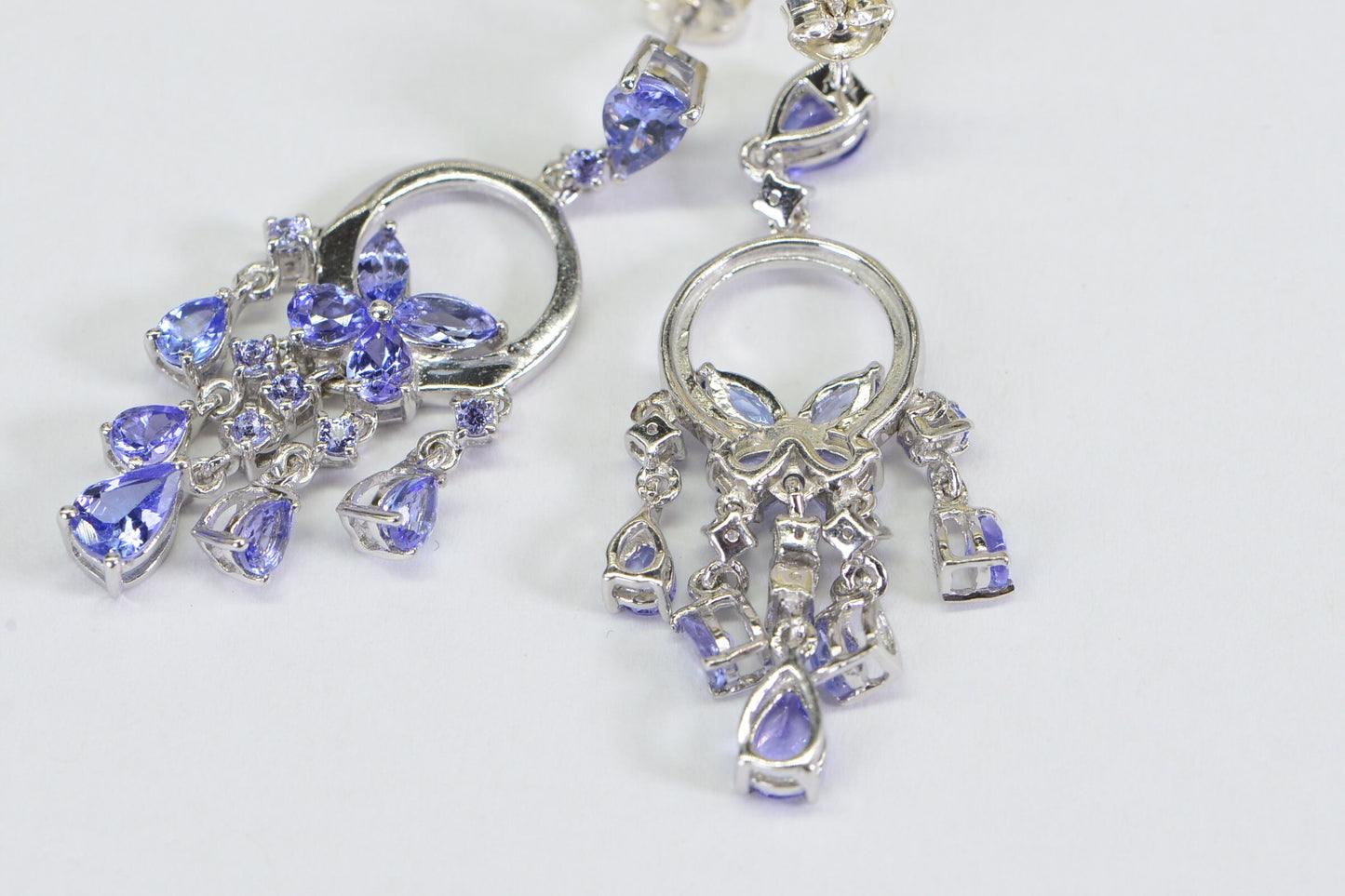 Tanzanite Dangle Earrings in Platinum Over Sterling Silver 5 ct