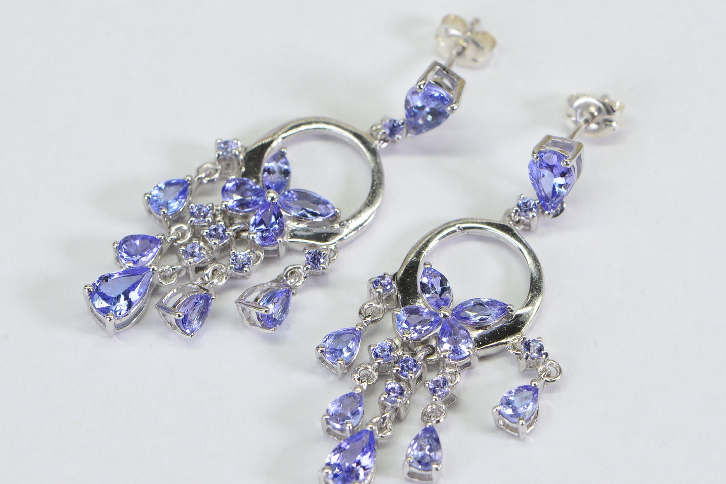 Tanzanite Dangle Earrings in Platinum Over Sterling Silver 5 ct