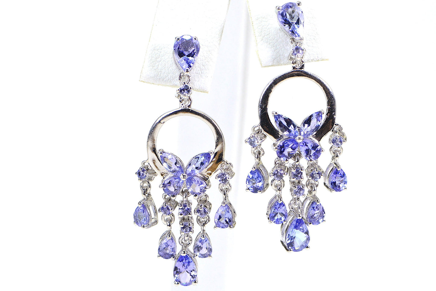 Tanzanite Dangle Earrings in Platinum Over Sterling Silver 5 ct