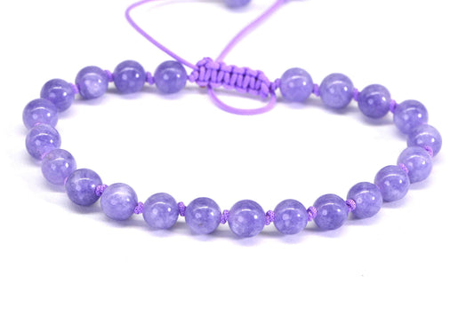 Tanzanite Quartz Cord Bracelet: Knotted Healing Crystal Anklet
