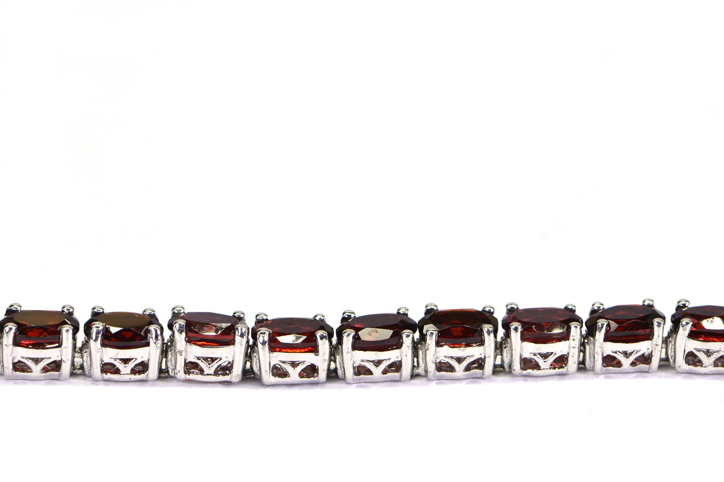 Red Garnet Tennis Bracelet: Sterling Silver Rhodium, January Birthstone